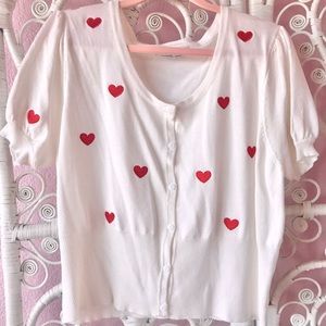 Heart print cropped cardigan